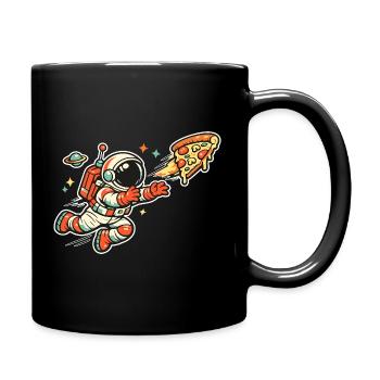 Astronaut auf Pizzajagd - Tasse einfarbig - Schwarz - Rechts