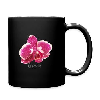 Bordeaux Orchid Macro - Grace Elegance - Full Colour Mug - black - Right