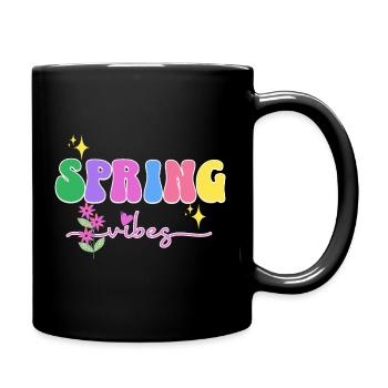 Spring Vibes: Colorful Blossoms, Spring - Full Colour Mug - black - Right