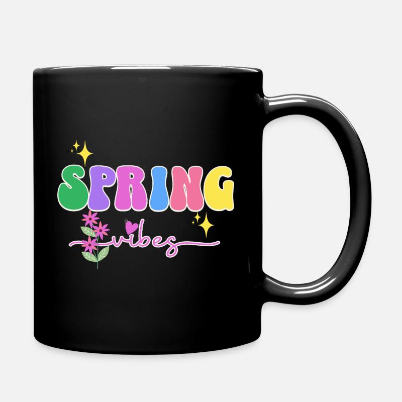 Spring Vibes: Colorful Blossoms, Spring - Full Colour Mug - black