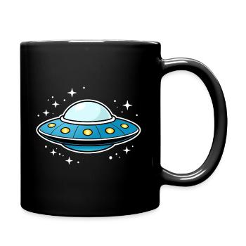 UFO sticker flying saucer - Full Colour Mug - black - Right