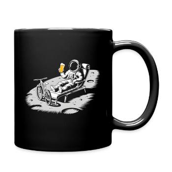 Astronaut Chilling On Moon Drinking Beer - Full Colour Mug - black - Right