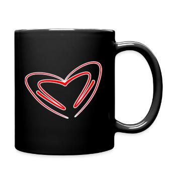 Neon Red Sketched Heart - Full Colour Mug - black - Right