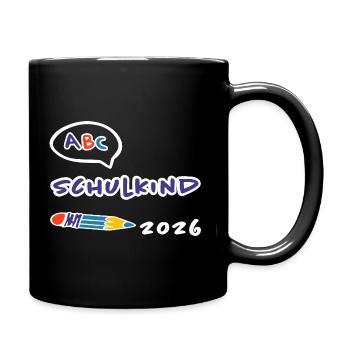 ABC Schulkind 2026 – Einschulung Schulanfang - Tasse einfarbig - Schwarz - Rechts