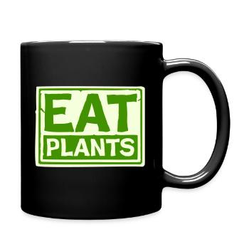 Sigle végétarien végan drôle de Eat Plants - Mug uni - noir - Droite