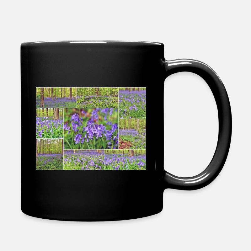 Purple Forest Wild Hyacinth Collage - Full Colour Mug - black