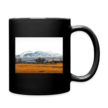 Snowy Mountain Fieldscape in Iceland - Full Colour Mug - black - Right