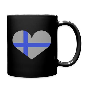 Drapeau finlandais en forme de cœur - Mug uni - noir - Droite
