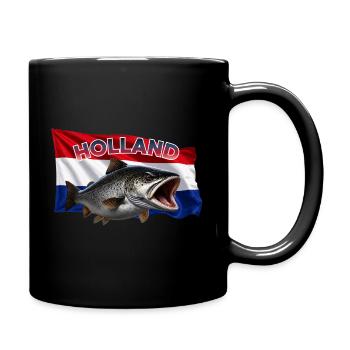 Forelle Angeln Holland - Fisch Motiv - Tasse einfarbig - Schwarz - Rechts