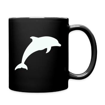 Glowing Dolphin Silhouette - Full Colour Mug - black - Right