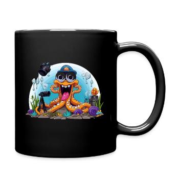 Diving Photo Octopus - Full Colour Mug - black - Right