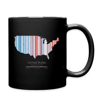 Vereinigte Staaten – Klimageschichte Erwärmungsstreifen Kartendruck - Tasse einfarbig - Schwarz - Rechts