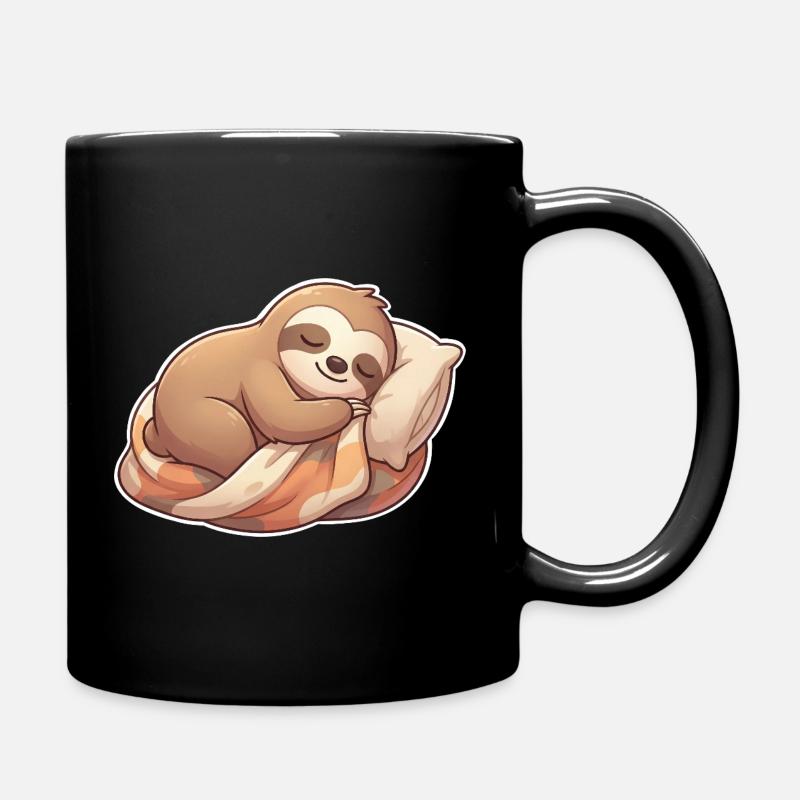 Faultier Schlafen - Tasse einfarbig - Schwarz