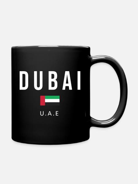 Dubai Flag Bold Typography Tee - Full Colour Mug - black