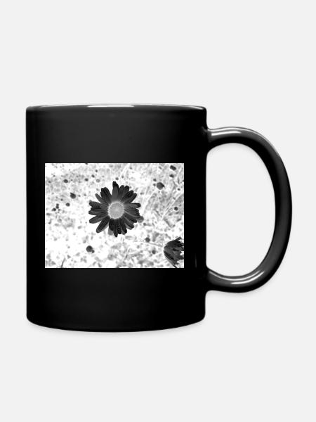 Monochrome Flower Circle - Full Colour Mug - black