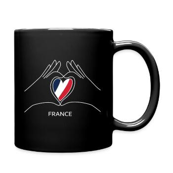 Cœur de supporter de la France et drapeau français France - Mug uni - noir - Droite