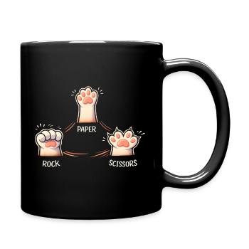 Paws Stone Scissors Paper Pattern Cat - Full Colour Mug - black - Right