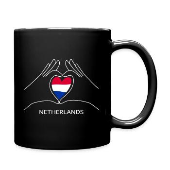 Netherlands Heart with NL Flag Holland Fan - Full Colour Mug - black - Right