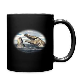 Prähistorischer Tylosaurus auf der Jagd - Tasse einfarbig - Schwarz - Rechts