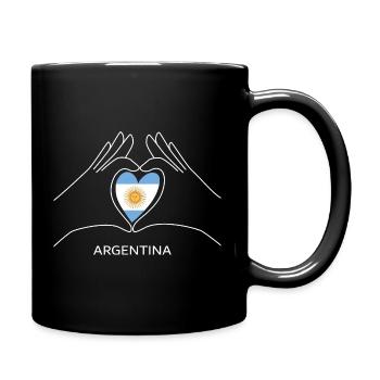 Argentinien Herz in Argentinischer Flagge Für Fans - Tasse einfarbig - Schwarz - Rechts