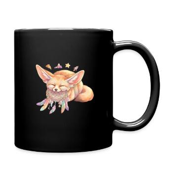 Dreamer fox with a dream catcher - Full Colour Mug - black - Right