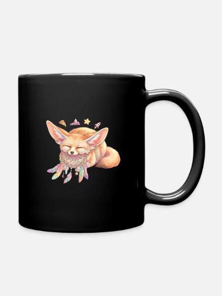 Dreamer-Fuchs mit Traumfänger - Tasse einfarbig - Schwarz