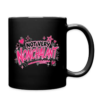 Pas très nonchalant écriture rose néon - Mug uni - noir - Droite