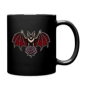Tatouage gothique Rose violette Chauve-souris vampire - Mug uni - noir - Droite