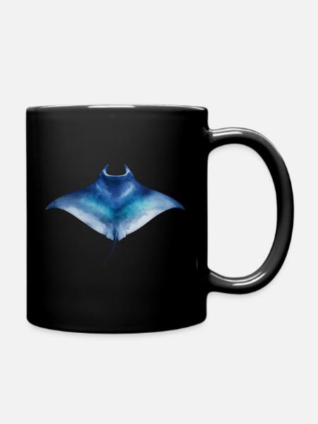 Wasserfarbener Mantarochen - Tasse einfarbig - Schwarz