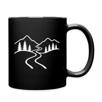 Sentier de randonnée minimaliste en montagne - Mug uni - noir - Droite