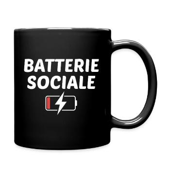 Batterie sociale à 0% - Mug uni - noir - Droite