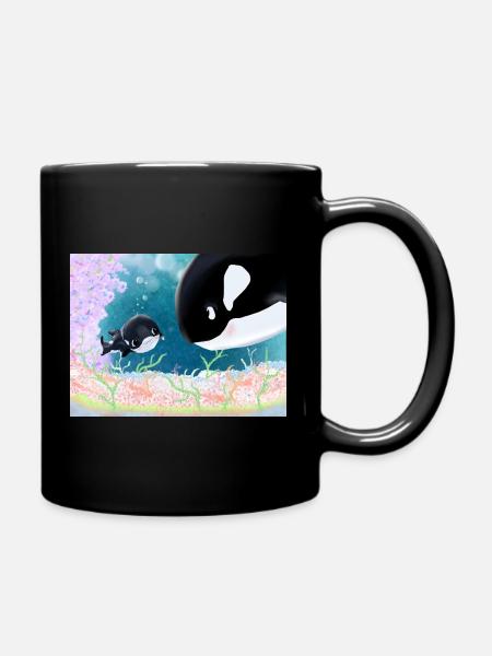 Kleine Orca-Freundschaft Unterwasser - Tasse einfarbig - Schwarz