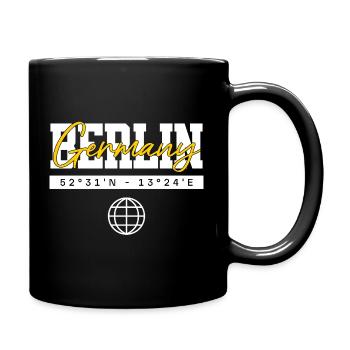 Berlin Deutschland Koordinaten Reise Souvenir - Tasse einfarbig - Schwarz - Rechts