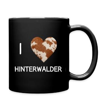 I Love Hinterwälder – Herz für Rinderfans - Tasse einfarbig - Schwarz - Rechts