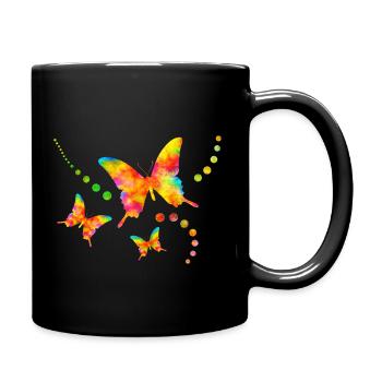 Bunte Schmetterlinge Schmetterling bunt Sommer süß - Tasse einfarbig - Schwarz - Rechts