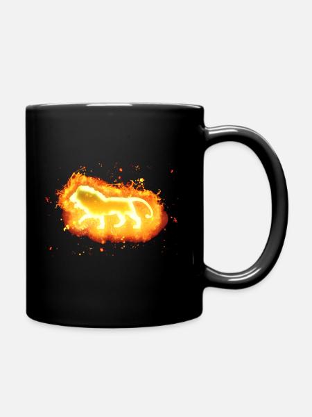 King of the jungle lion burning - Full Colour Mug - black
