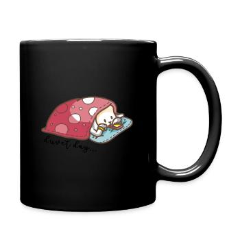 Ours blotti sous la couette pour la journée - Mug uni - noir - Droite
