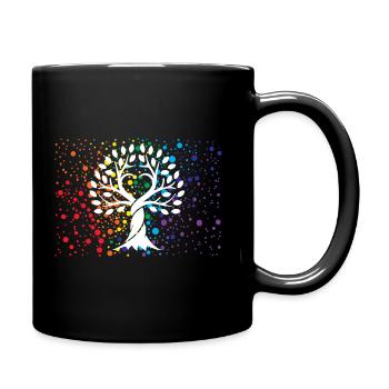 Lebensbaum Mit Farbspritzer - Tasse einfarbig - Schwarz - Rechts