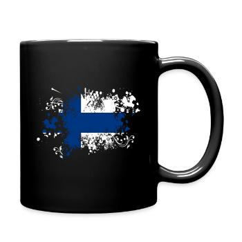 Finlande drapeau éclaboussures de peinture pays suomi blob - Mug uni - noir - Droite