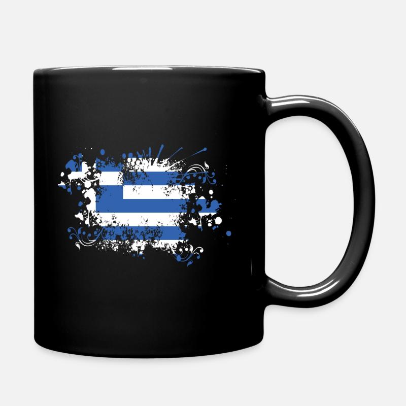 Griechenland Flagge Klecks Athen Kreta Kos Hellas - Tasse einfarbig - Schwarz
