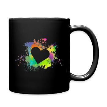 Herz - Tasse einfarbig - Schwarz - Rechts