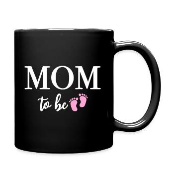 MOM TO BE Mädchen Baby Schwangerschaft - Tasse einfarbig - Schwarz - Rechts