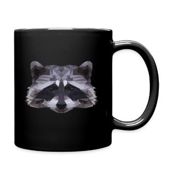 Raccoon Polygon - Predator Wildlife - Raccoon - Full Colour Mug - black - Right