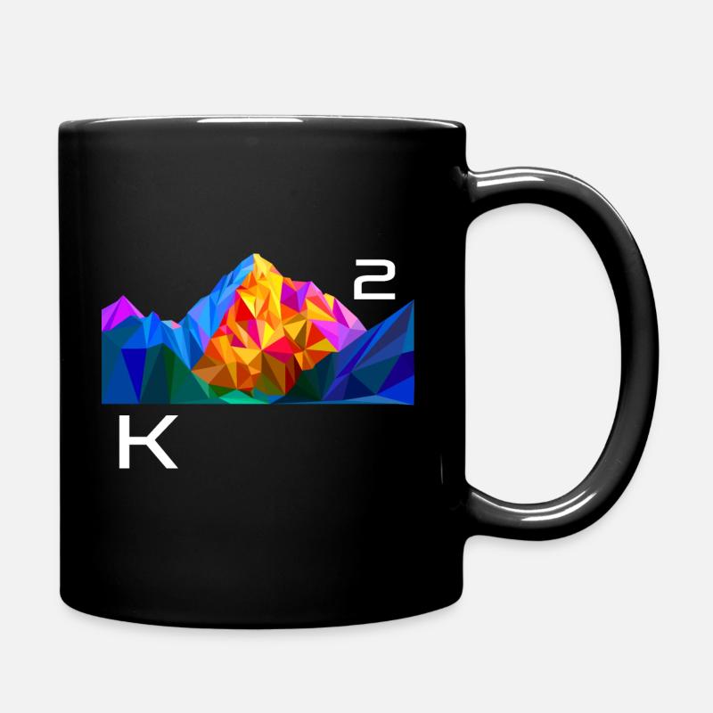 K2, montagne, Himalaya, triangles colorés, triangles peak - Mug uni - noir