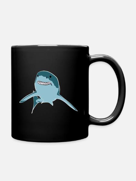 Weißer Hai - Tasse einfarbig - Schwarz