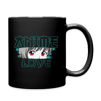 Anime Face Love Kawaii Manga Graphic Design - Full Colour Mug - black - Right