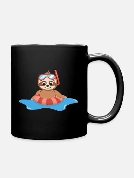 Sloth bathing - Full Colour Mug - black