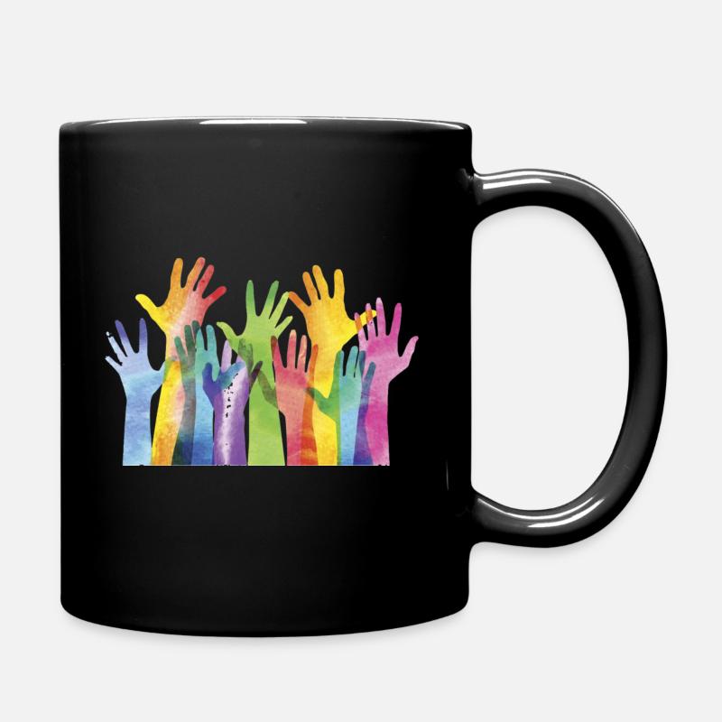 Alle Hände. Regenbogen. Inklusive. LGBTI - Tasse einfarbig - Schwarz