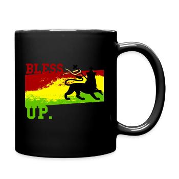 Rasta, Rastafari Bless up - Full Colour Mug - black - Right