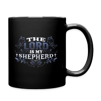 Jesus Christus - Der Herr ist mein Hirte -Psalm 23 - Tasse einfarbig - Schwarz - Rechts